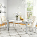 SHYFOY Rectangle Mirror Glass Dining Table with 4 Legs