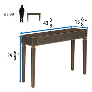 Antique Mirrored Console Table with Bronze-Toned Frame