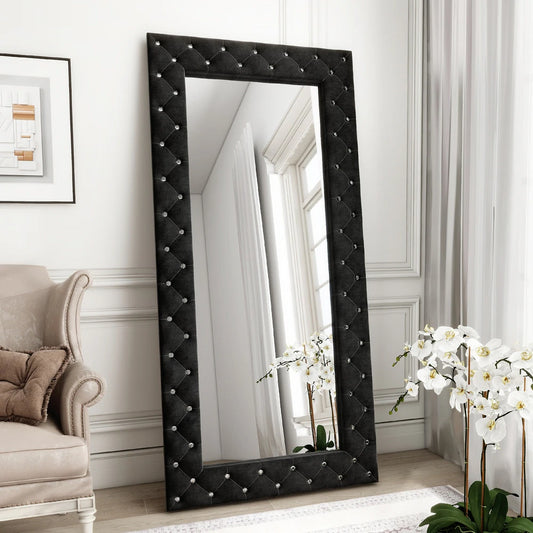 Oversized Full Length Mirror - Black Crystal Tufted /SF-FM424