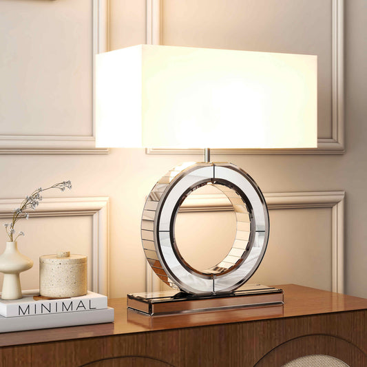 Modern Nightstand Lamp, Mirrored Glass lamp, 21.2" Height for Living Room Nightstand Office