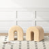 Camel Accent Upholstered Ottoman, N Shaped