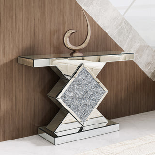 SHYFOY Crushed Diamond Mirrored Console Table