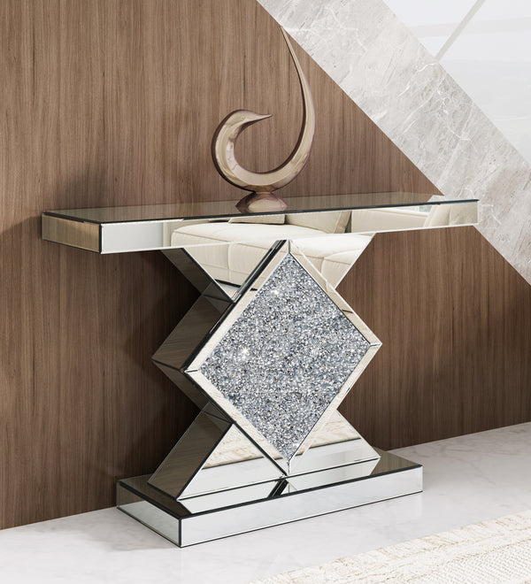 Long Accent Narrow Table, Glass Sofa Table Foyer Table for Living Room Hallway Entrance