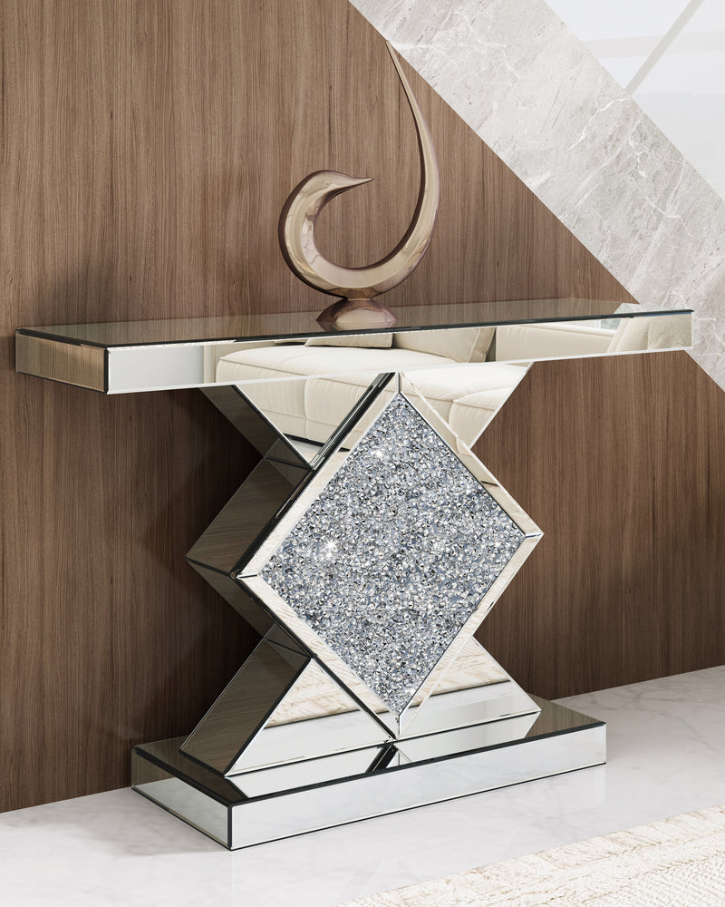 Long Accent Narrow Table, Glass Sofa Table Foyer Table for Living Room Hallway Entrance