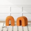 Orange Accent Upholstered Ottoman, N Shaped