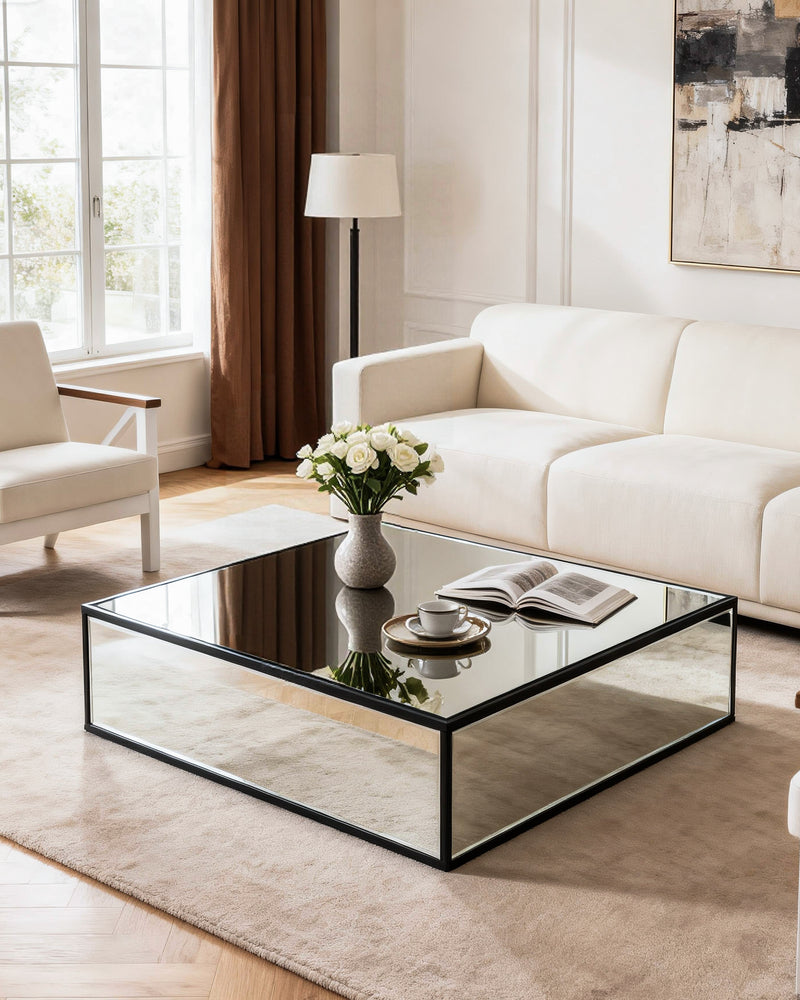 Modern Rectangular Mirrored Coffee Table