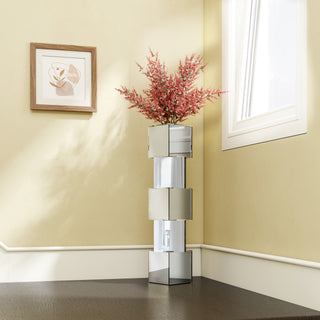 Decorative Floor Vase, 27 inch Tall Vases Mirrored for Flowers Glass Vase for Living Room Silver Square Vases Large Modern for Home Decor