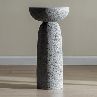 Grey Travertine Stone Finish End Table Accent Side Table