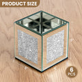 Set of 6 Bling Mirrored Square Glass Vases