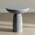 Tall Round Gray Pedestal Side Table, Modern Hourglass End Table with Stone Texture