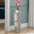 Crushed Diamond Floor Vase, Large Silver Mirror Tall Vases for Floor