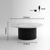 Black Modern Round Coffee Table with Solid Wood Fluted Design