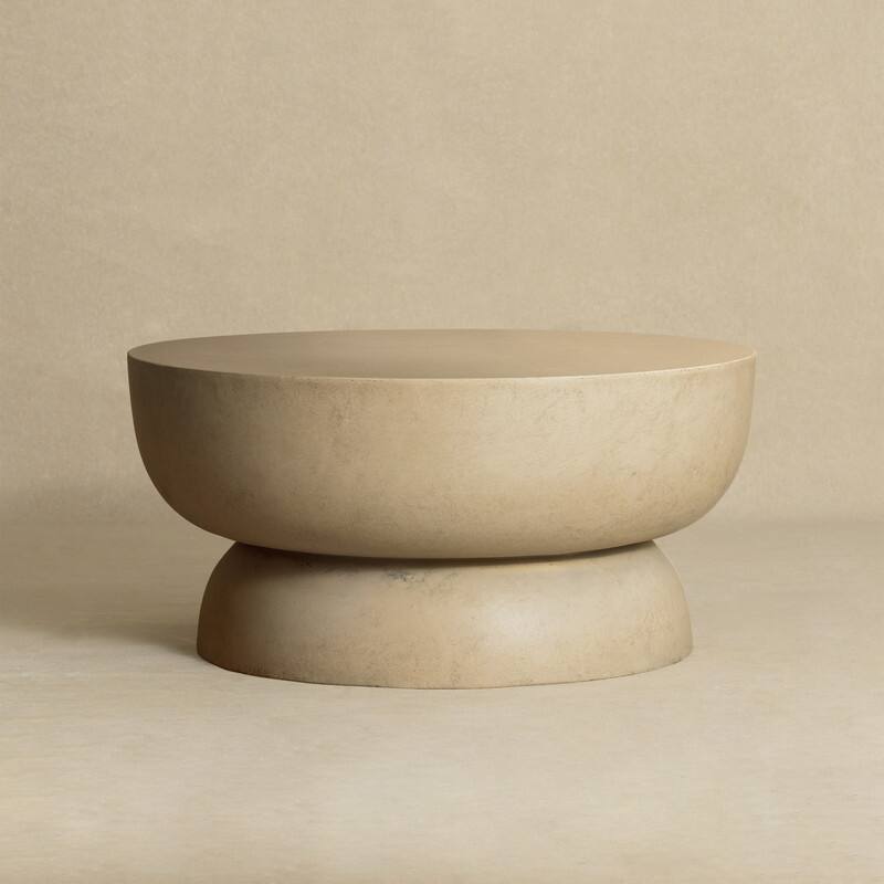 Concrete Round Low Profile End Table