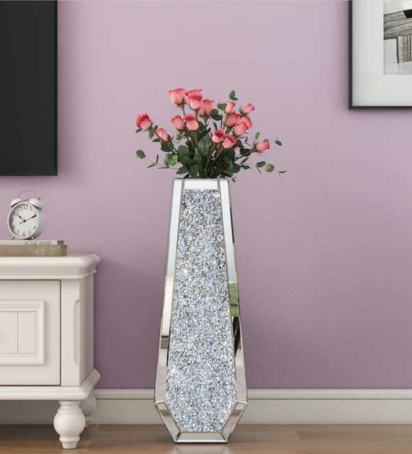 Large Silver Mirror Crystal Vases Crushed Diamond Tall Floor Vase