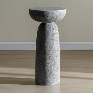 Grey Travertine Stone Finish End Table Accent Side Table