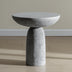 Tall Round Gray Pedestal Side Table, Modern Hourglass End Table with Stone Texture
