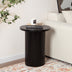 Black Round Wood End Table Fluted Pedestal Side Table