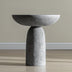 Tall Round Gray Pedestal Side Table, Modern Hourglass End Table with Stone Texture