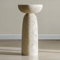 Travertine Stone Finish End Table Accent Side Table