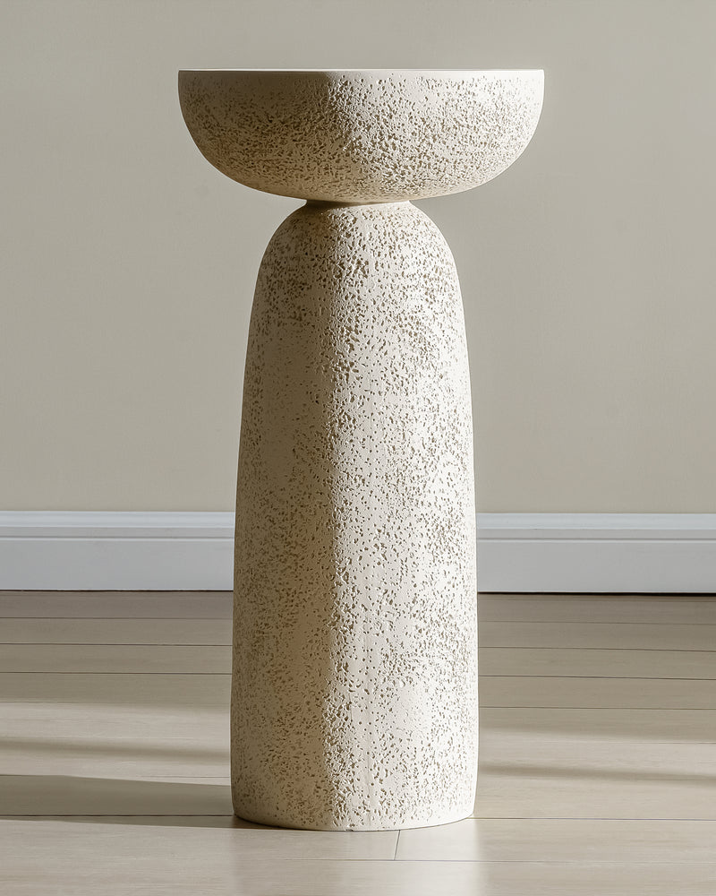 Travertine Stone Finish End Table Accent Side Table