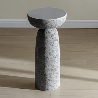 Grey Travertine Stone Finish End Table Accent Side Table