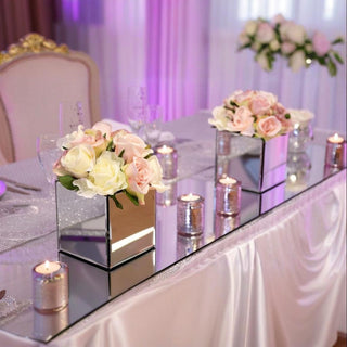 Set of 6 Modern Mirrored Cube Vases