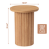 Mesa auxiliar redonda de madera natural con pedestal estriado