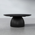 Classical Black Round Coffee Table Solid Wood Base