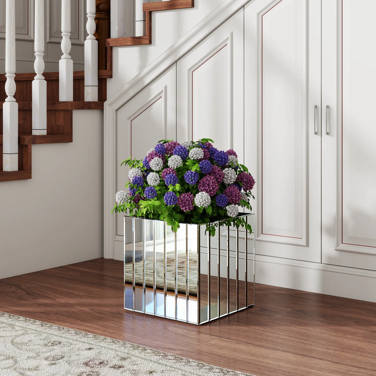 13.78" Handmade Planter Box Mirrored Glass Decor