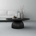 Classical Black Round Coffee Table Solid Wood Base