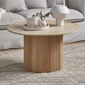 Luxury Pedestal Wood Round Coffee Table