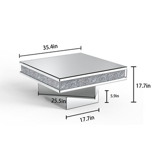 Glam Triple Mirror Diamond Coffee Table Accent Table