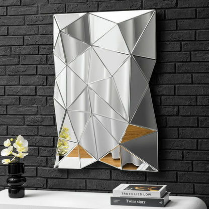 Moderner 3D Wandspiegel, unregelmäßiger Dreieck-Akzent-Spiegel - 89x61cm