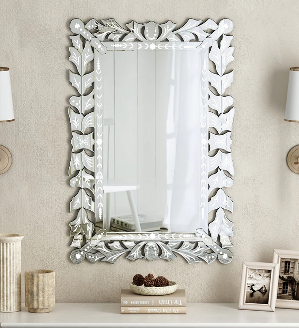 Rectangular Wall Mirror Modern Unique Frame Decor