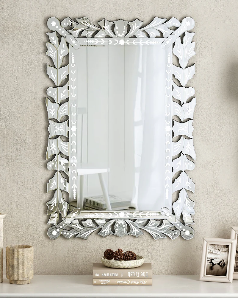 Rectangular Wall Mirror Modern Unique Frame Decor