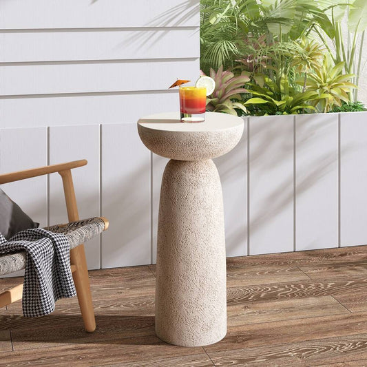 SHYFOY Travertine Stone Finish Side Accent Table