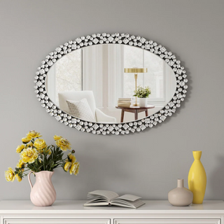 SHYFOY Crystal Accent Oval Wall Mirror  / SF-WM001OV-90