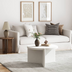 Modern Round White Coffee Table with Textured Finish Center Table