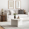 Modern Round White Coffee Table with Textured Finish Center Table