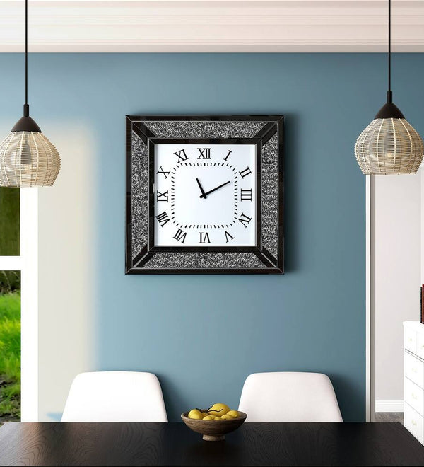 Black Wall Clock Diamond Crystal Black Clock