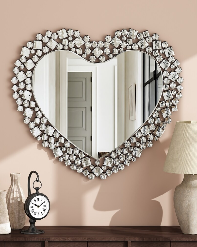 Luxury Crystal Accent Heart Wall Mirror