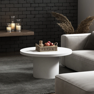 White Round Coffee Table Circle Pedestal Table