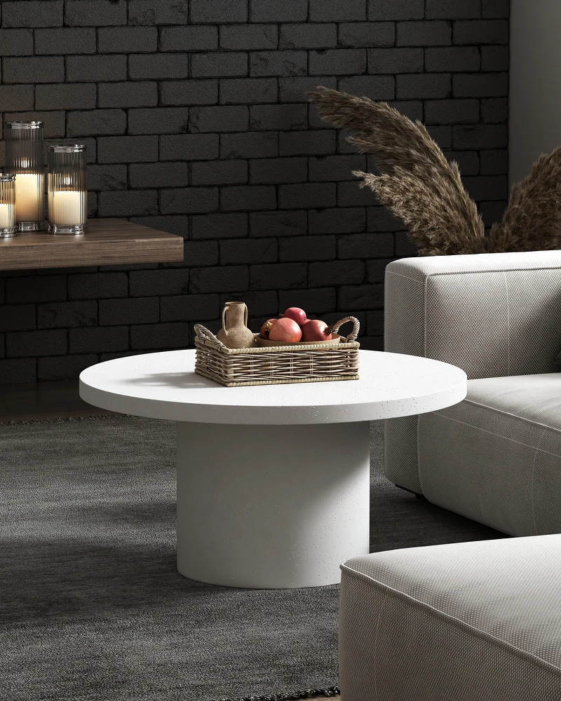 White Round Coffee Table Circle Pedestal Table