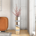 Mirrored Tall Floor Vase,  Large Crushed Diamond Floor Vase
