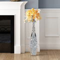 Crushed Diamond Floor Vase Silver Mirrored Tall Vases for Floor Large Crystal Decorative Glass Standing Vase