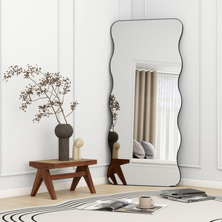 Sleek Curved Full-Length Floor Mirror