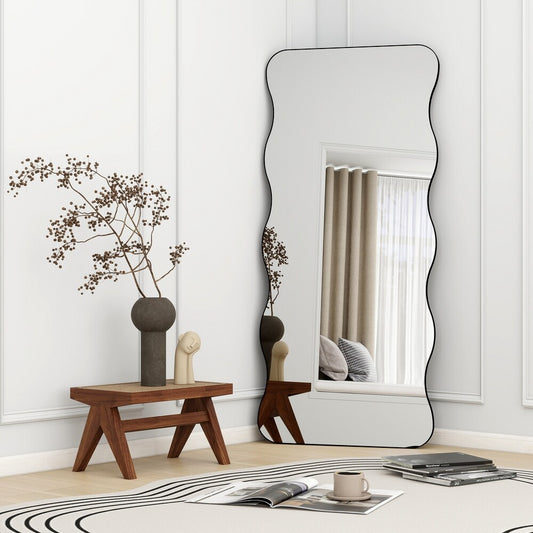 Sleek Curved Full-Length Floor Mirror