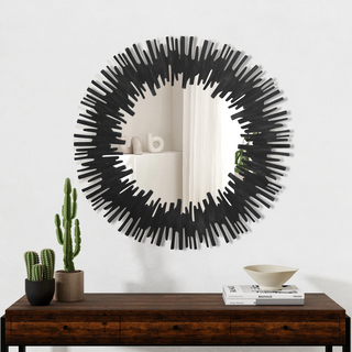 Sunburst Shape Wall Mirror Round Industrial Mirror - 33.5"×33.5"
