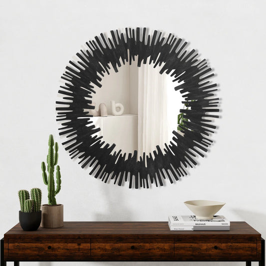 Sunburst Shape Wall Mirror Round Industrial Mirror - 33.5"×33.5"