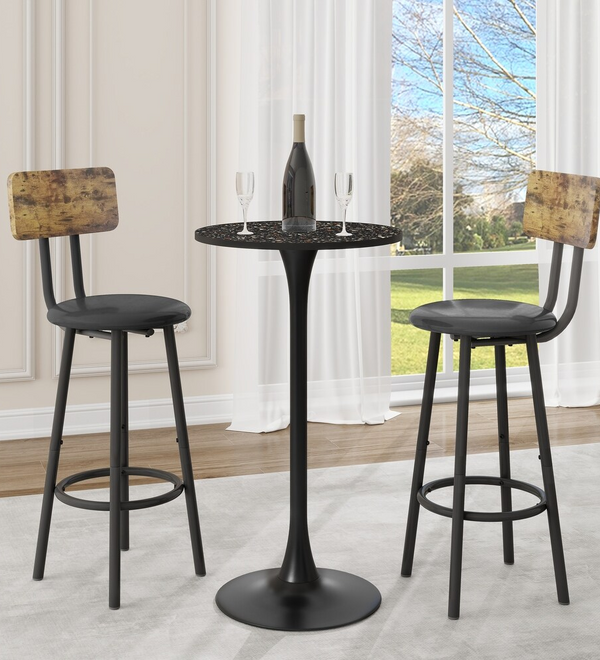 Black Modern Round Pub Table Bar Table